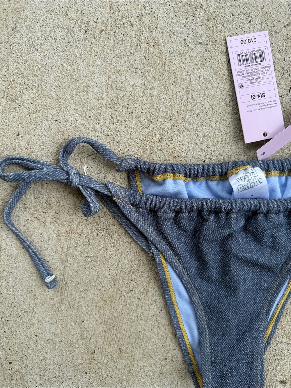 NWT Wild Fable Faux Denim Textured Triangle/String Bikini Size Small - Picture 6 of 9